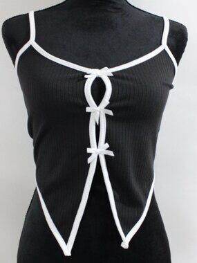 One by One Navy and White Ribbed Tank. Size Medium